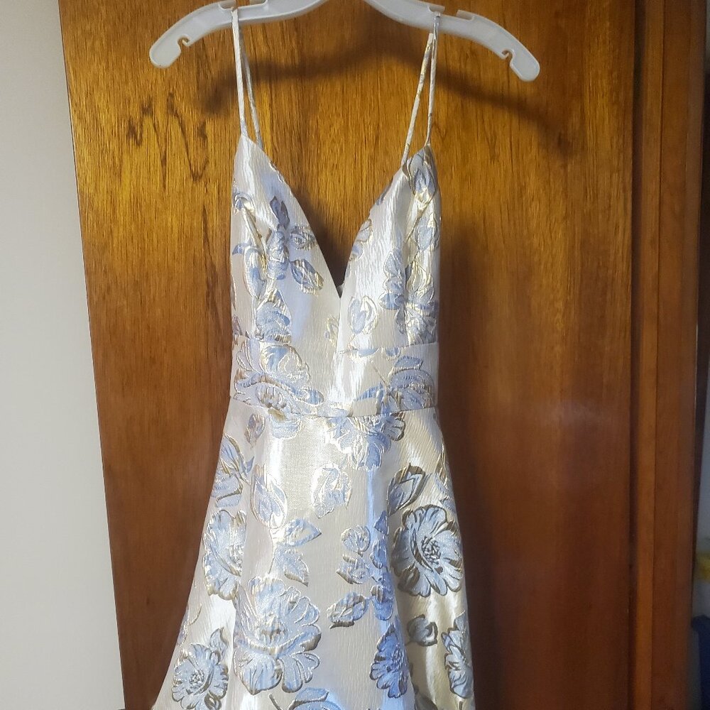 Jules & Cloe, 12, goldish beige with light blue flowers